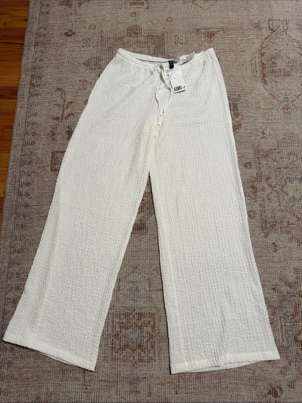 Divided Textured Off-White Wide-Leg Pants